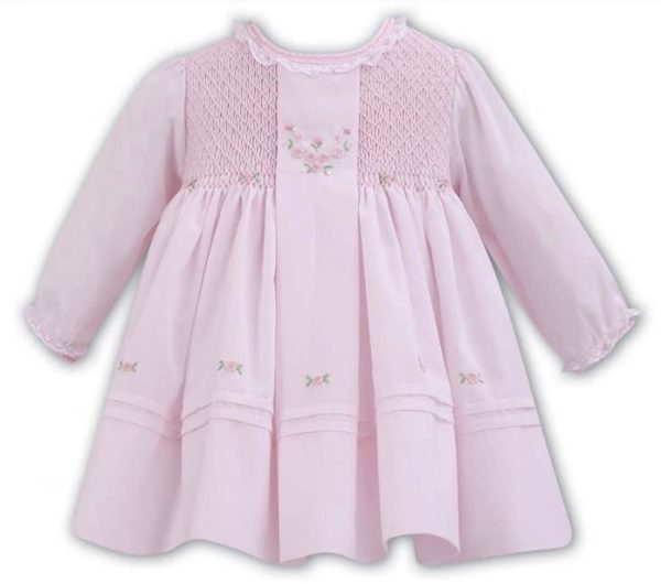 Sarah c7002 Louise Pink Smocked Long Sleeve Dress