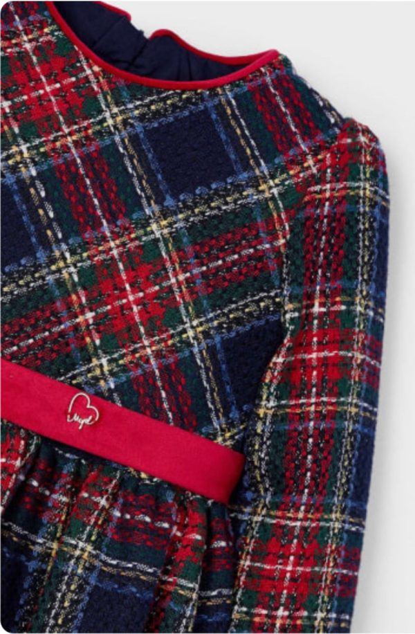 Mayoral 4911 Tartan Checked Dress with Waistband - Image 3