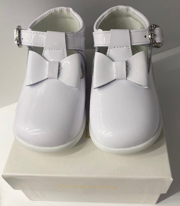 Andanines 241174 White Patent Bow TBar Shoe - Image 3