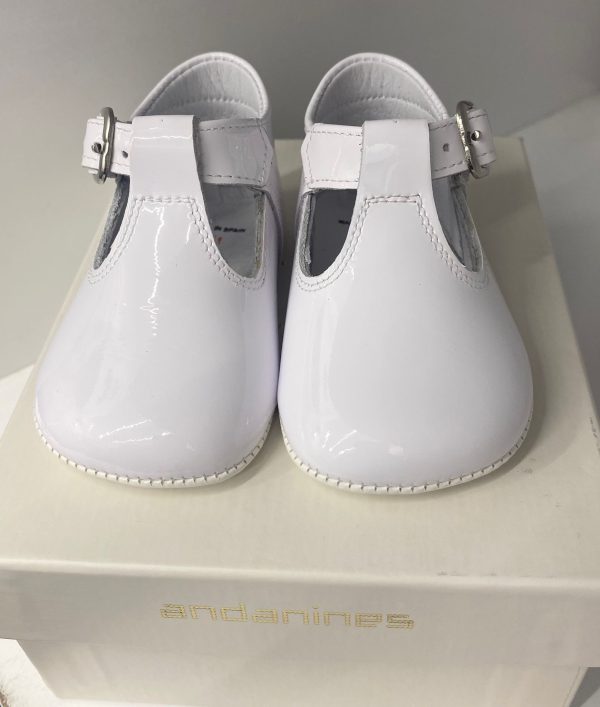 Andanines 212032 White Patent Pram Shoe - Image 3