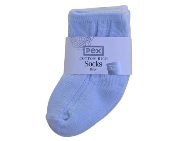 Pex 5 Pack Blue & White Cotton Rich Socks