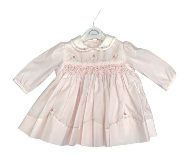 Sarah Louise c7000 Pink Smocked Long Sleeve Dress - Image 3