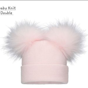 Pom Pom Envy Baby Knit Double Pom POM in Pink Sizes 3-6M or 6-12M