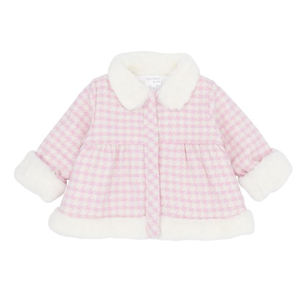 Pastels & Co Coral Pink Jacket with Faux Fur Trim