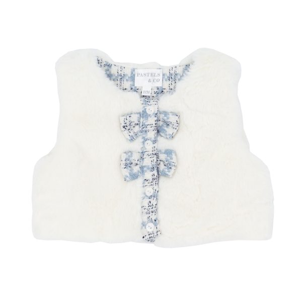 Pastels & Co Cate Cool Checks Faux Fur Gilet