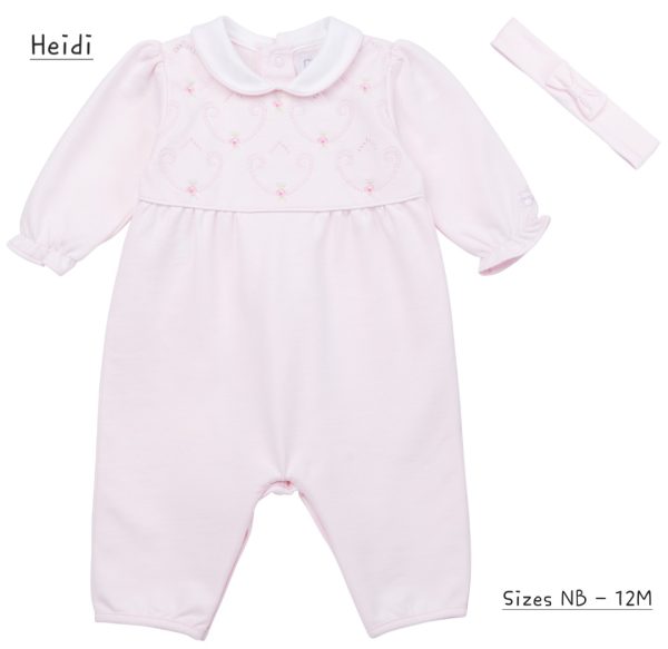 Emile et Rose 2598 Heidi Floral Romper with Collar & Hairband