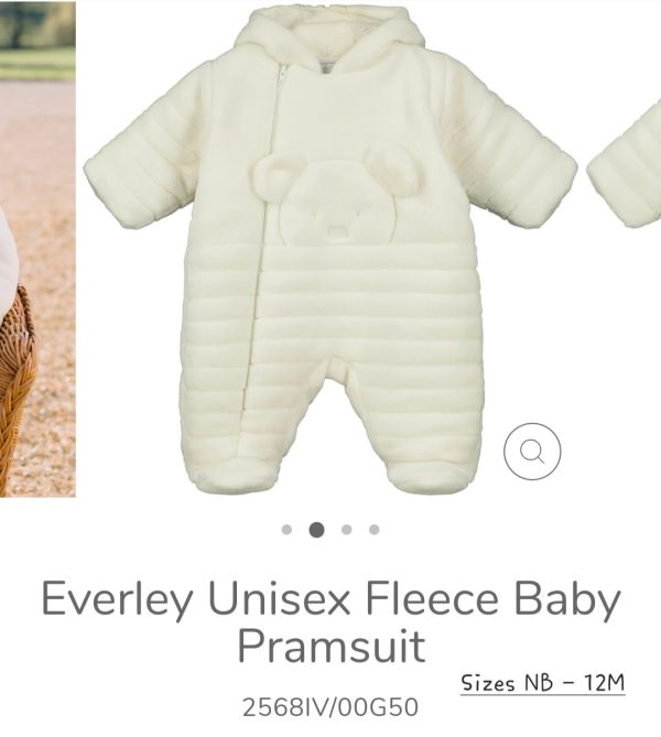 Emile et Rose 2568 Everly Deep Pile Fleece Ivory Pramsuit with 3D Teddy