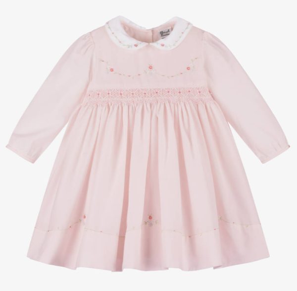 Sarah Louise c7000 Pink Smocked Long Sleeve Dress