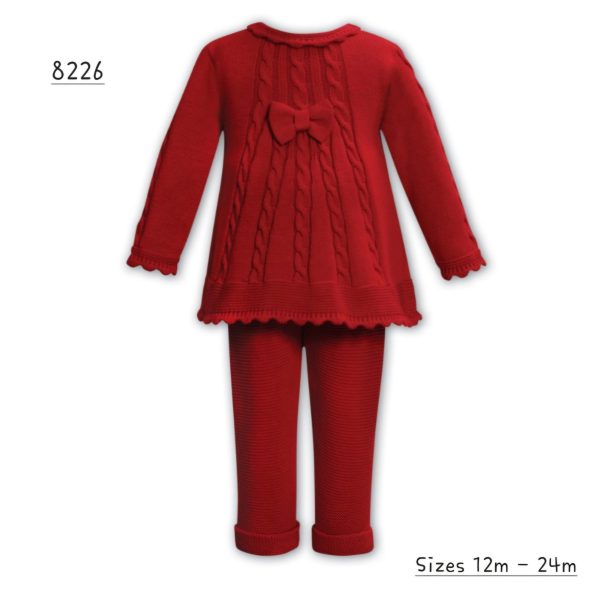 Sarah Louise 8226 Girls Red Knitted 2PC Set