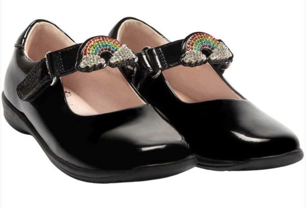 Lelli Kelly LKSI8144 Brite Black Rainbow Strap School Shoe