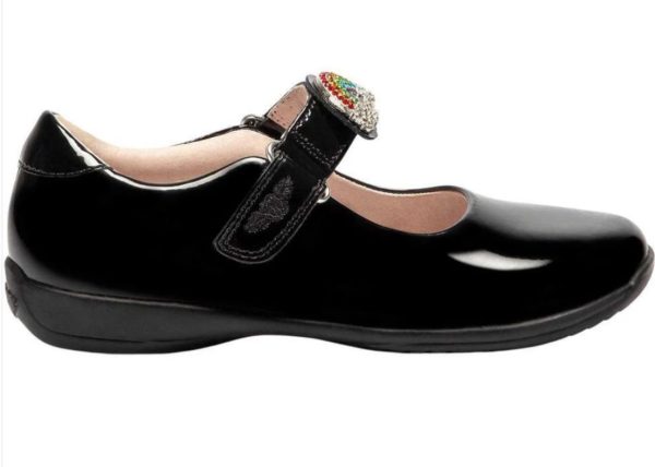 Lelli Kelly LKSI8144 Brite Black Rainbow Strap School Shoe - Image 2