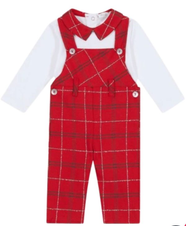 Deolinda 24605 Red Tartan Check Winter Dungaree Set