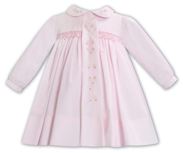 Sarah Louise 013356 Pink Smocked Long Sleeve Dress