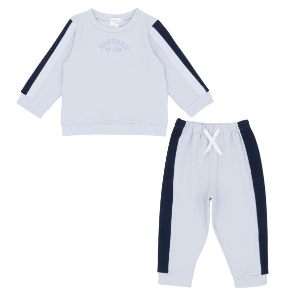 Pastels & Co PA-713E Navy Wallace Jog Suit with Stripe