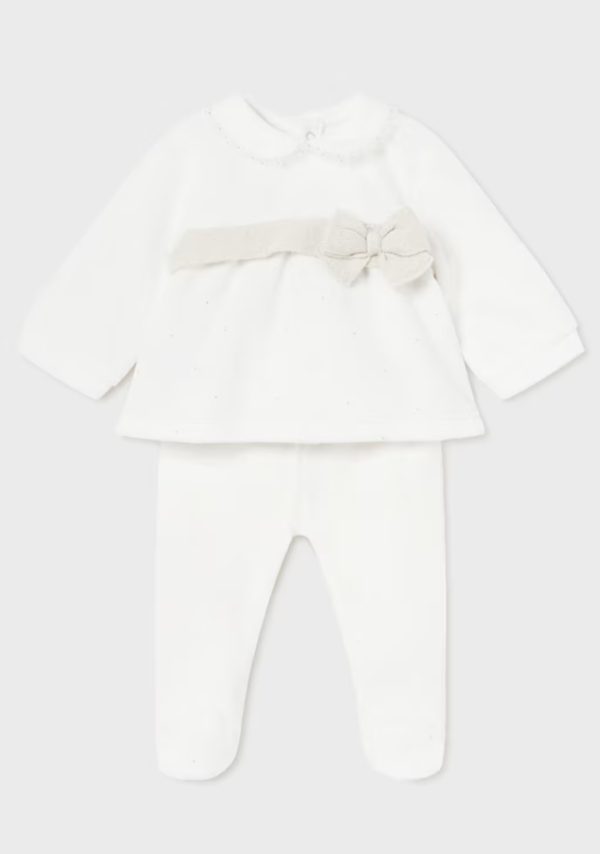 Mayoral 2506 Off White Newborn Girl T-shir & Leggings Set