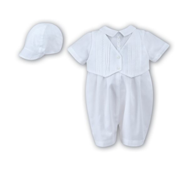 Sarah Louise 02210RS Christening Romper & Cap