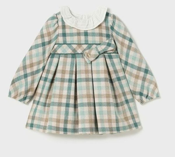 Mayoral 2903 Baby Green Tartan Plaid Dress