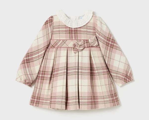 Mayoral 2903 Baby Pink Tartan Plaid Dress