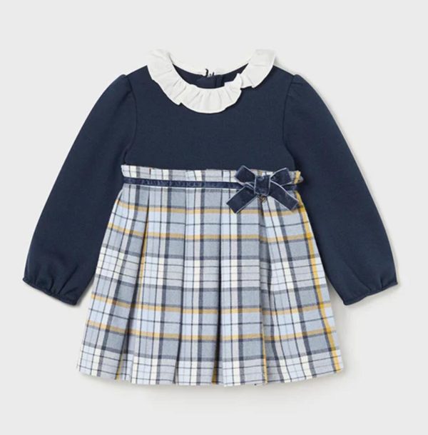 Mayoral 2910 Baby Blue Tartan Plaid Dress