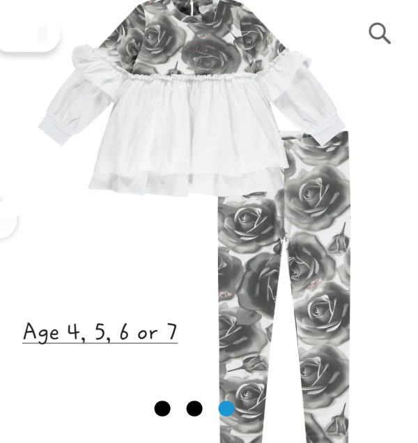 ADee Tilly Grey & White Rose Print Frill Legging Set