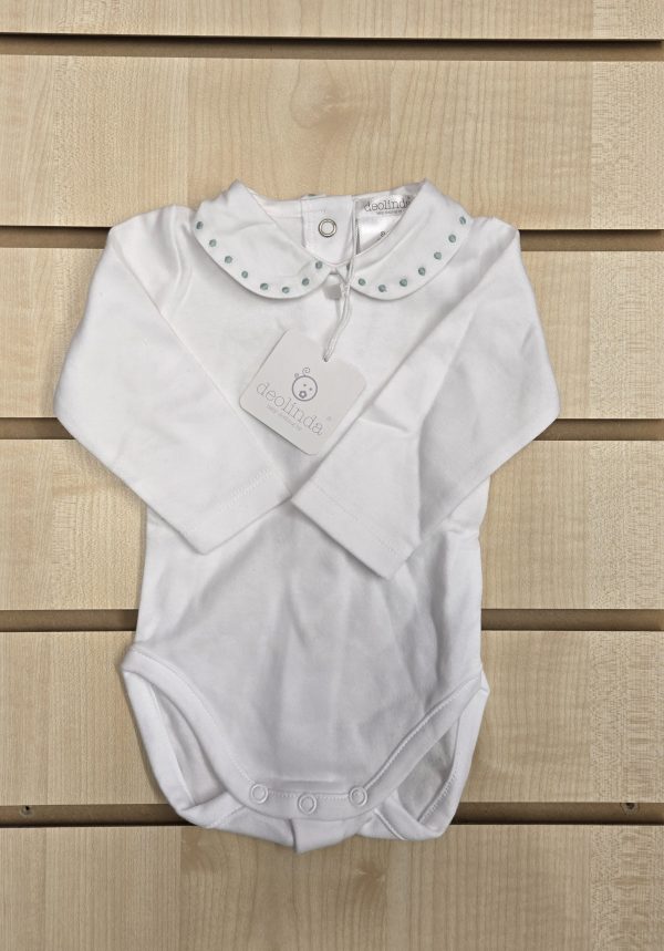 Deolinda 231209 Green Spots Long Sleeve Vest Sizes 0M or 1M