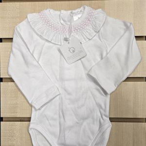 Deolinda 241707 Pink Frill Collar Long Sleeve Vest Sizes 1M - 24M