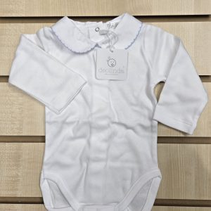 Deolinda 241708 Blue Trim Collar Unisex Long Sleeve Vest Sizes 1M - 24M