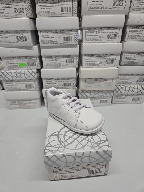 Pex Orson White Leather Boot Sizes 18/2, 19/3 or 20/3.5