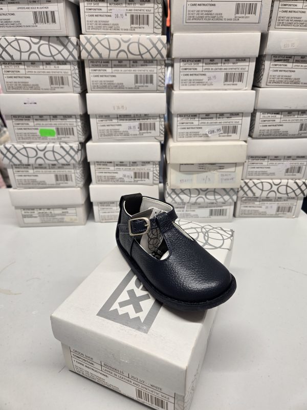 Pex Stef Navy Leather Shoe Sizes 19/3, 20/3.5 or 22/5