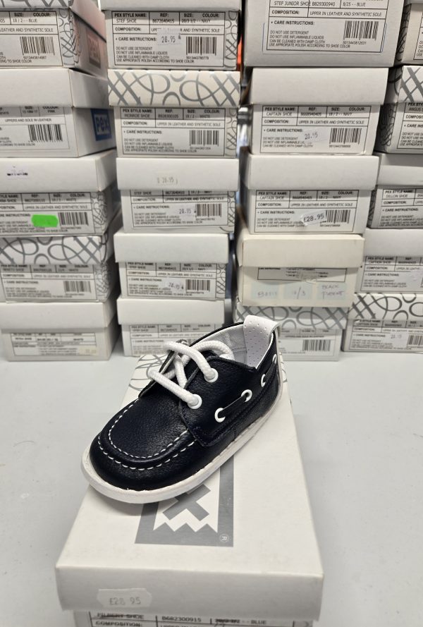 Pex Captain Navy Leather Shoe Sizes 18/2, 19/3 or 22/5