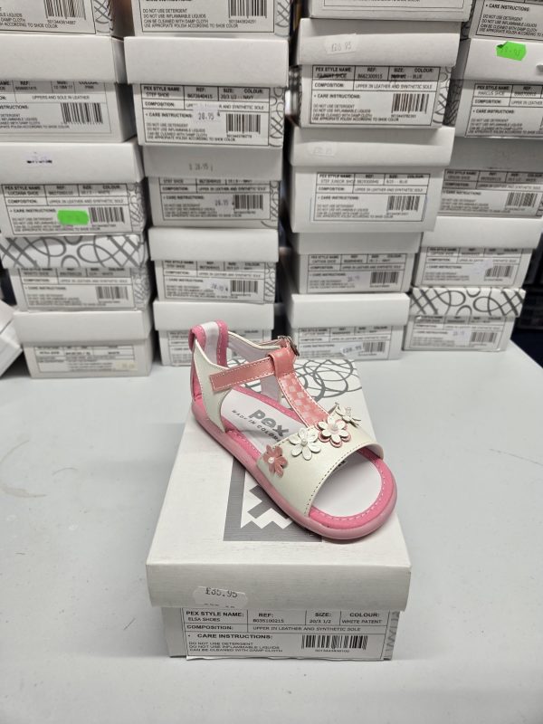 Pex Martina Pink/White Mix Leather Sandal Size 21/4
