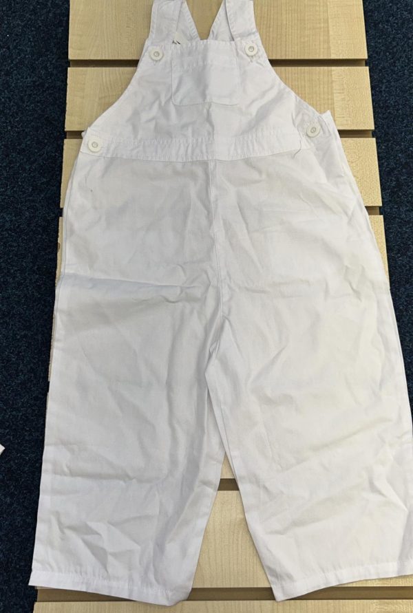 Piruleta Unisex White Trouser Dungaree Summer Weight Size 6M or 18M