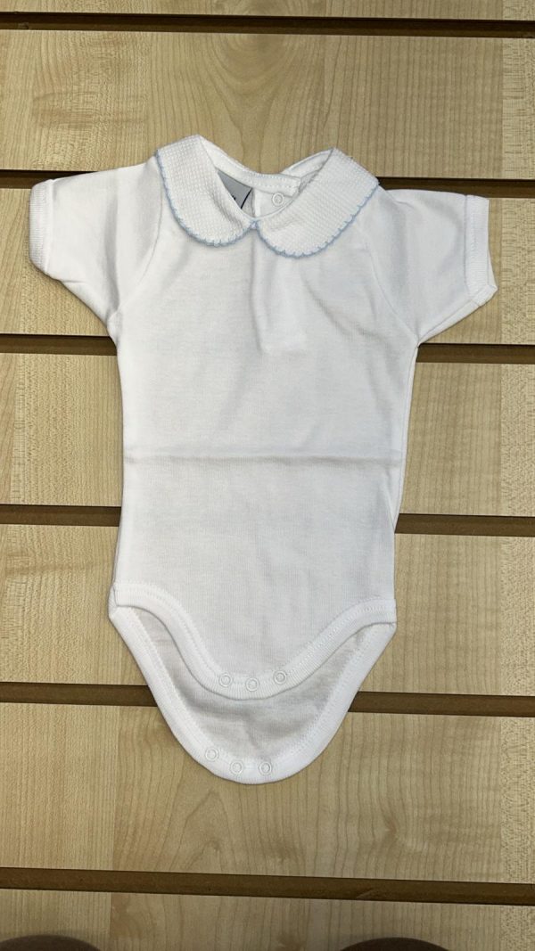Babidu Blue Trim Collar Short Sleeve Vest Size 1M