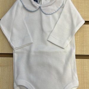 Babidu Blue Trim Collar Long Sleeve Vest Sizes 1M 0R 3M