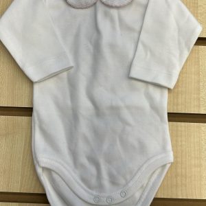 Babidu Pink Trim Collar Long Sleeve Vest Sizes 1M 0R 3M