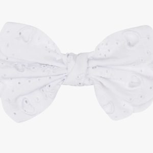 Little A Levi Broderie Anglaise White Hair Bow One Size