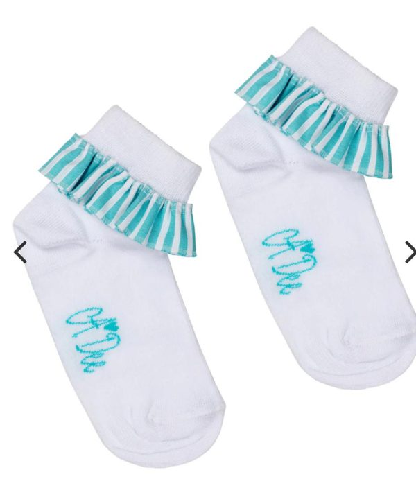 ADee Oriena White & Turquoise Socks Age 2 or 7 Years