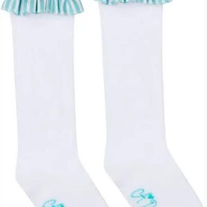 ADee Orena Knee High White & Turquoise Socks Age 2, 3, 5 or 7 Years