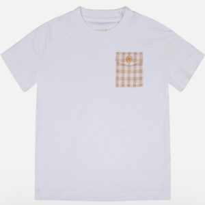 Mitch & Son Troy Beige & White T-Shirt Age 12m or 6Y
