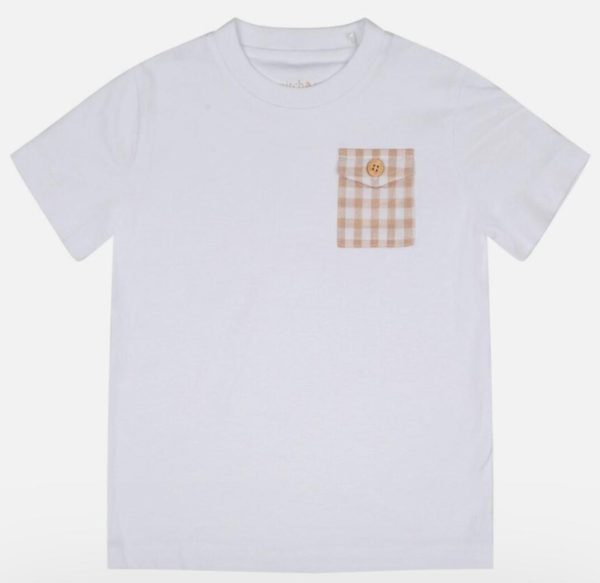 Mitch & Son Troy Beige & White T-Shirt Age 12m or 6Y