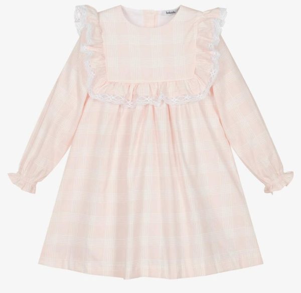 Babidu 90478 Pink Check Long Sleeve Dress Age 12M