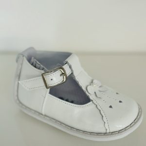 Pex Bianca White Patent Bow Shoe