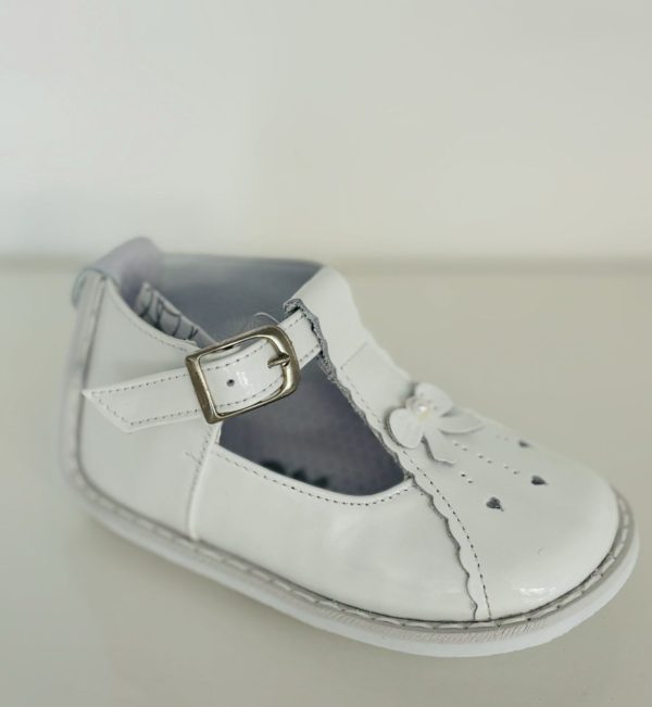 Pex Bianca White Patent Bow Shoe