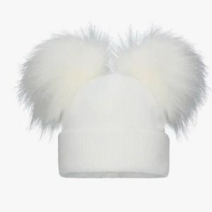 Pom Pom Envy Baby Knit Double Pom POM in White Sizes 0/3M