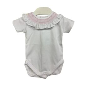 Deolinda 231207 Pink Frill Short Sleeve Vest Sizes 0M, 1M, 6M, 9M or 12M