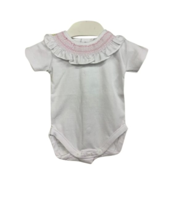 Deolinda 231207 Pink Frill Short Sleeve Vest Sizes 0M, 1M, 6M, 9M or 12M