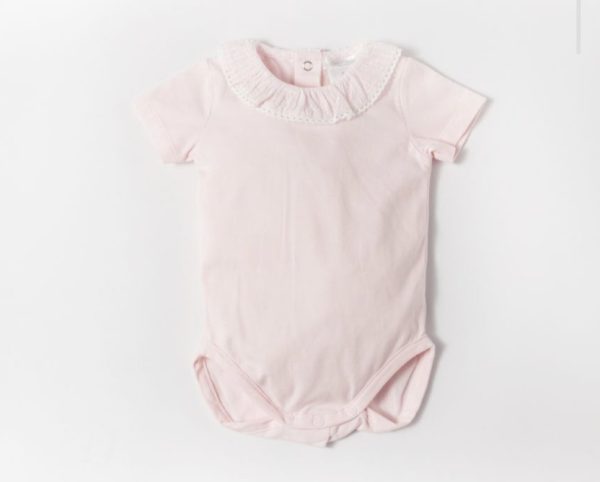 Deolinda 221203 Pink Frill Pink Short Sleeve Vest Sizes 0M, 1M, 3M or 6M