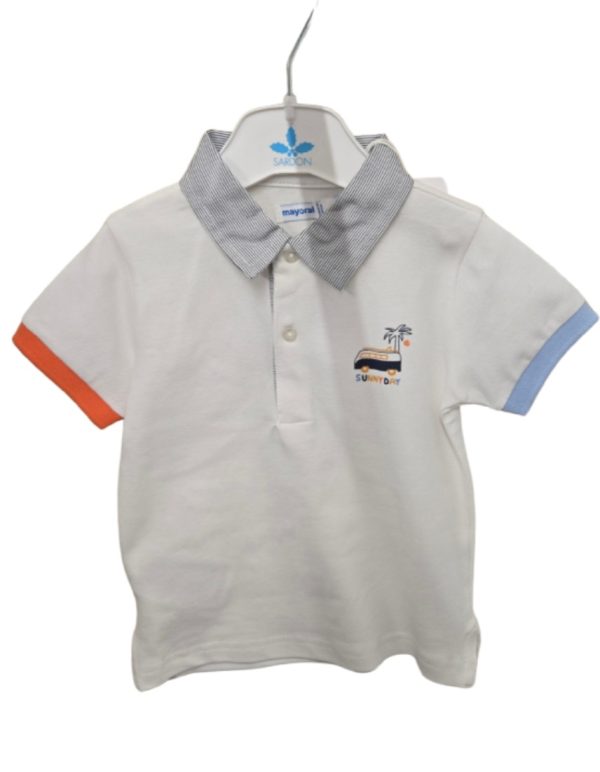 Mayoral 1109 White Summer Polo Shirt Age 12M