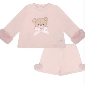 Little A Gigi Long Sleeved Faux Fur Shorts Set Size 12M