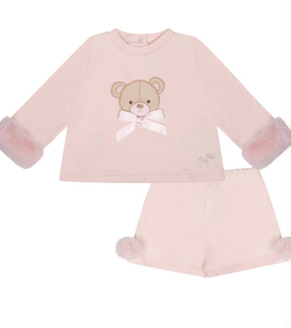 Little A Gigi Long Sleeved Faux Fur Shorts Set Size 12M